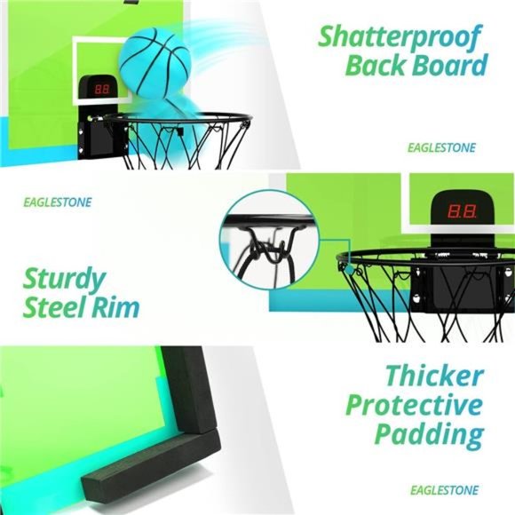 Indoor Basketball Hoop Mini Basketball Hoop Over The Door Electronic Scoreboard - Picture 2 of 6